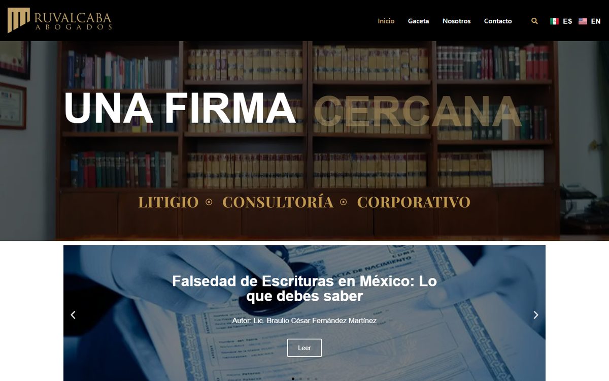 Ruvalcaba Abogados homepage